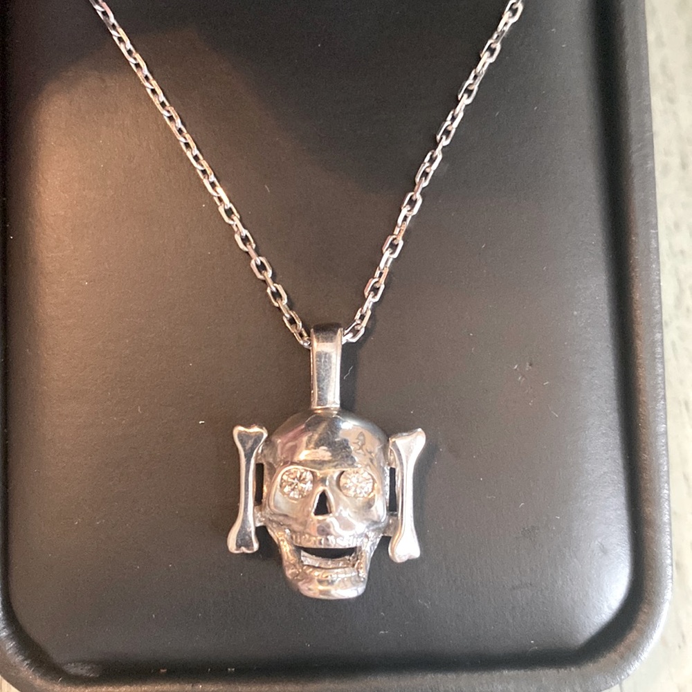 Custom made Skull necklace on short silver chain